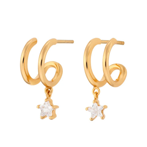 Scream Pretty Illusion Hoop Earrings with Star Drop- Gold Plated SPG-103