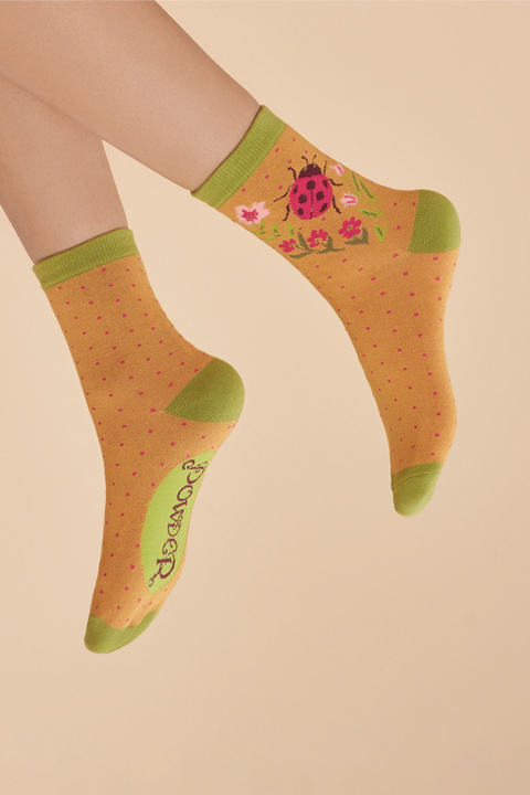 Powder SOC648 Ladybird Ankle Socks - Mustard