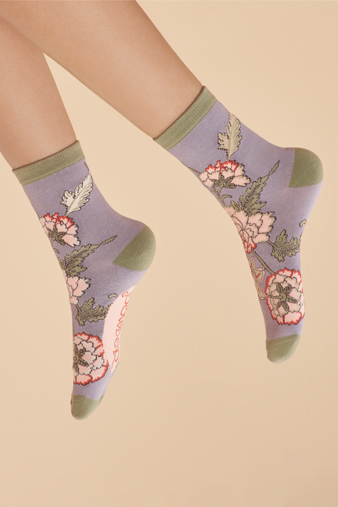Powder SOC653 Lilac Paisley Ankle Socks