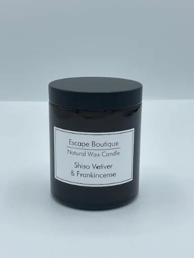 Shiso, Vetiver & Frankincense 120ml Brown Pot Natural Vegetable Wax Candle