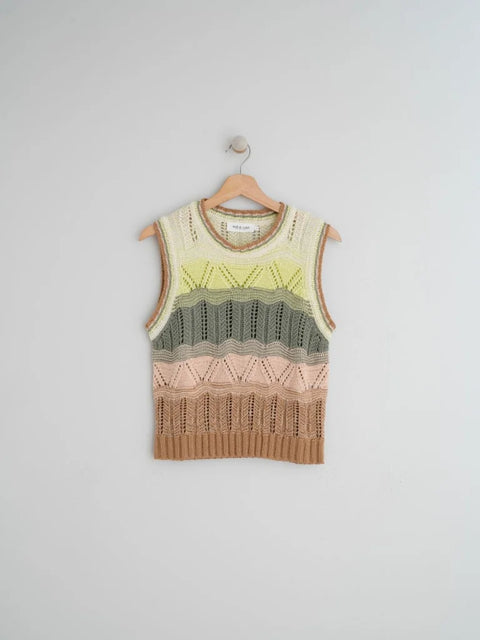 Indi & cold GB448 Knitted S/less Top In Multicolour