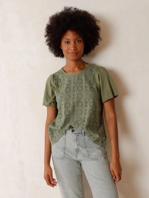 Indi & Cold SK340 Blouse In Green