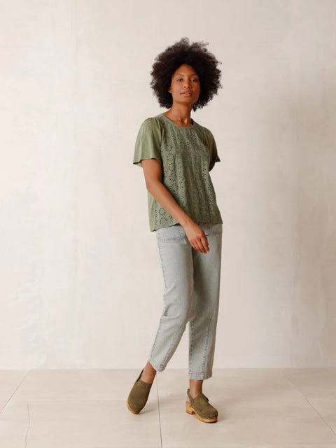 Indi & Cold SK340 Blouse In Green