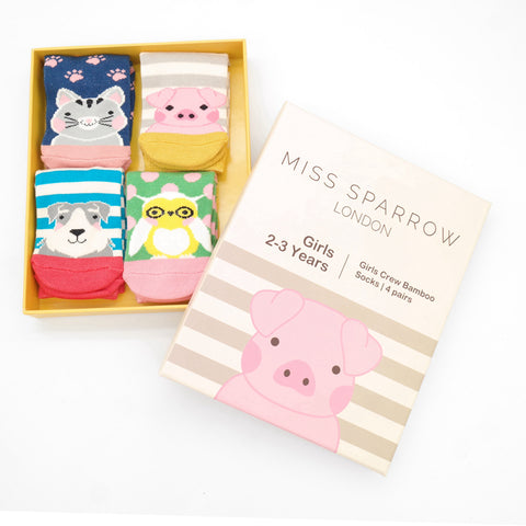 Miss Sparrow BK004 Girls 2-3 Years Animal Socks Box
