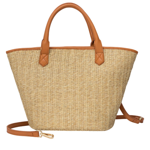 Every Other 12019 Large Straw Rattan Tote Bag In Tan