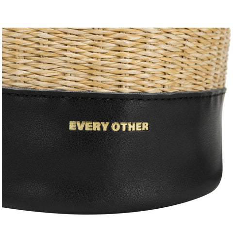 Every Other 12050 Straw Drawstring Bucket Bag In Black