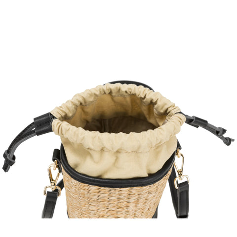 Every Other 12050 Straw Drawstring Bucket Bag In Black