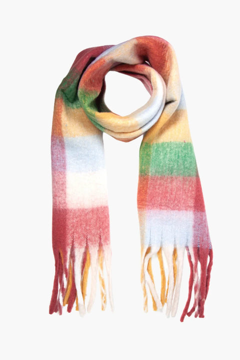 Miss Shorthair 1453RE Red Large Colourblock Square Print Heavyweight Scarf