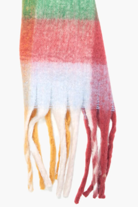 Miss Shorthair 1453RE Red Large Colourblock Square Print Heavyweight Scarf