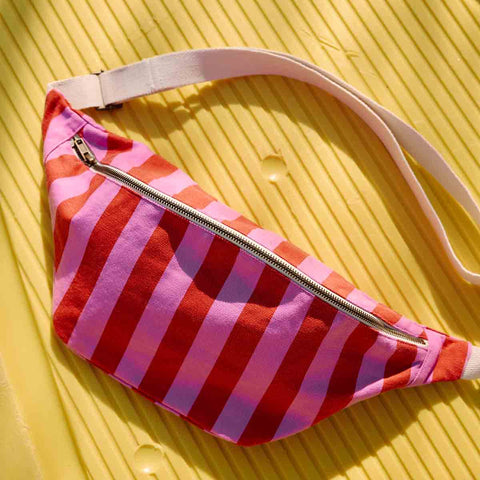 Rose In April Women Bum Bag Stripes Orchid / Tomato