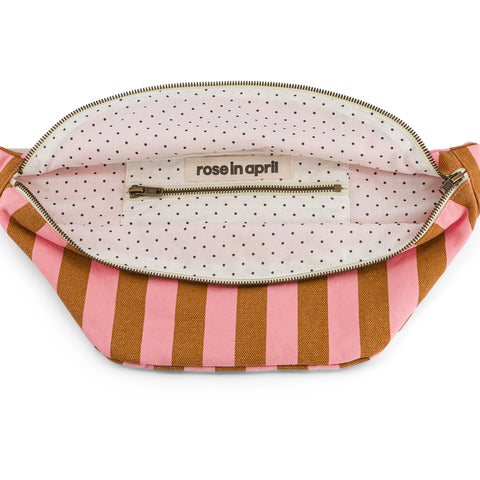 Rose In April Women Bum Bag Stripes Caramel /Strawberry