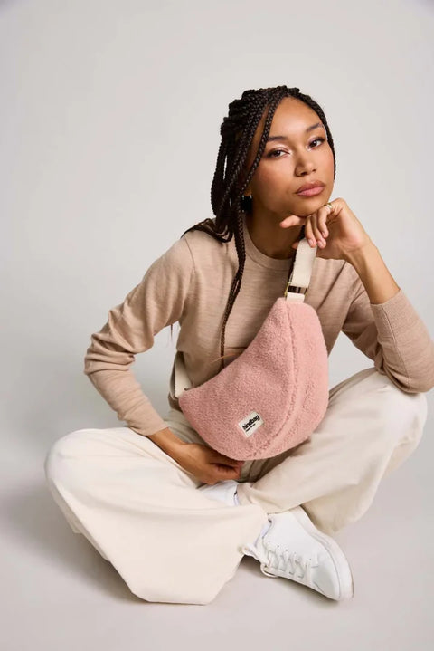 Hindbag Andrea Teddy Fanny Pack In Powder Pink