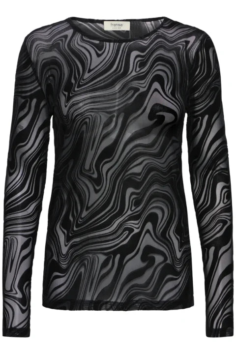 Fransa Deta Tee 1 T-shirt In Black Swirl