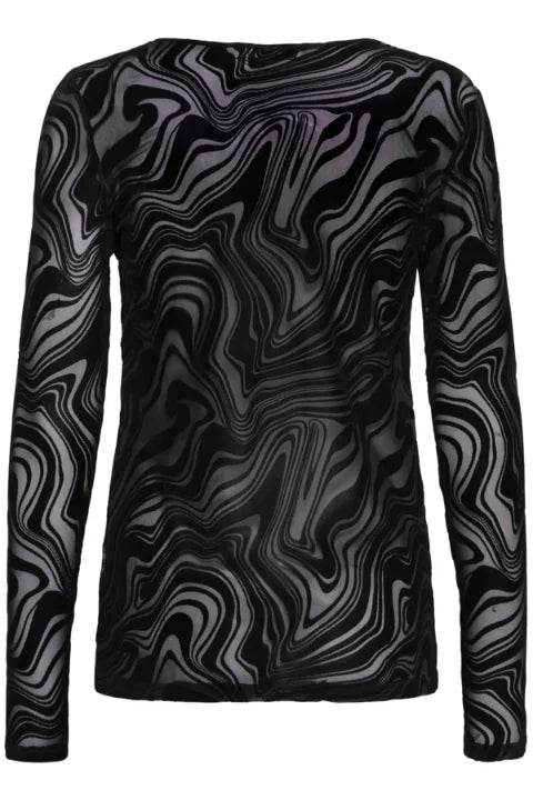 Fransa Deta Tee 1 T-shirt In Black Swirl