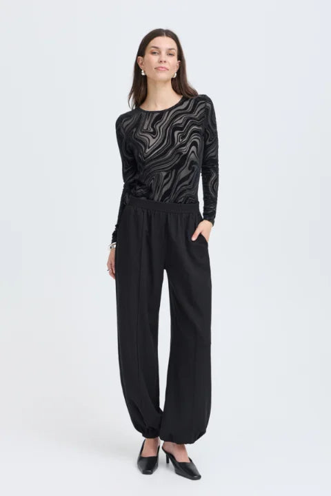 Fransa Deta Tee 1 T-shirt In Black Swirl