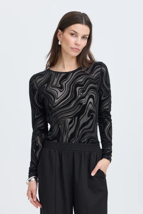 Fransa Deta Tee 1 T-shirt In Black Swirl