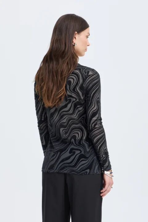 Fransa Deta Tee 1 T-shirt In Black Swirl