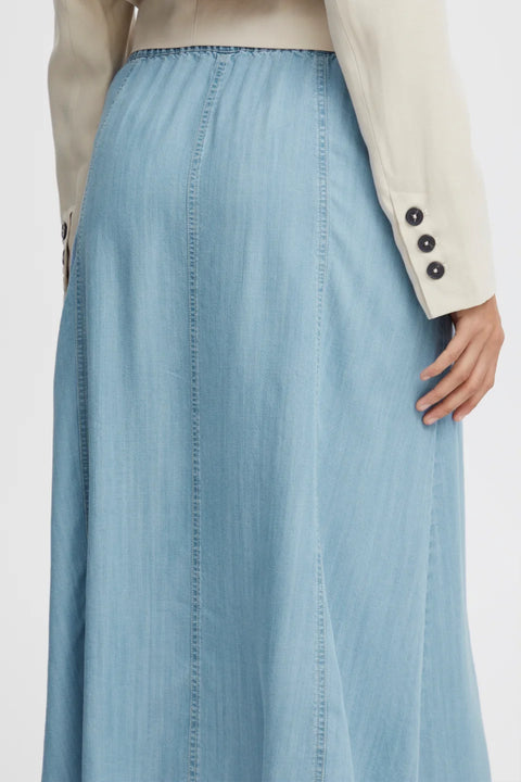 B Young Lana Long Skirt 3 In Light Blue Denim