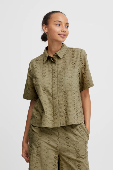 B Young Fenni Cropped Blouse In Aloe