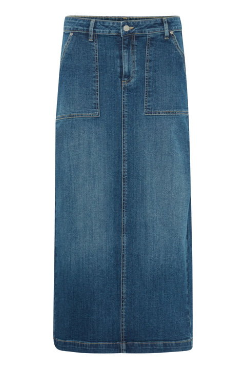 B Young Komma Hw Skirt In Mid Blue Denim