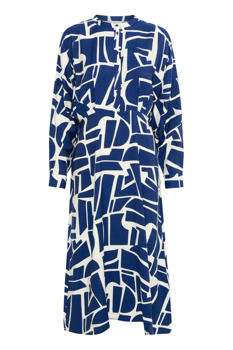 B Young Ihamma Dress 2 In Med Blue Geo