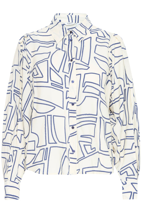 B Young Ilya Shirt In Birch Outline Geo