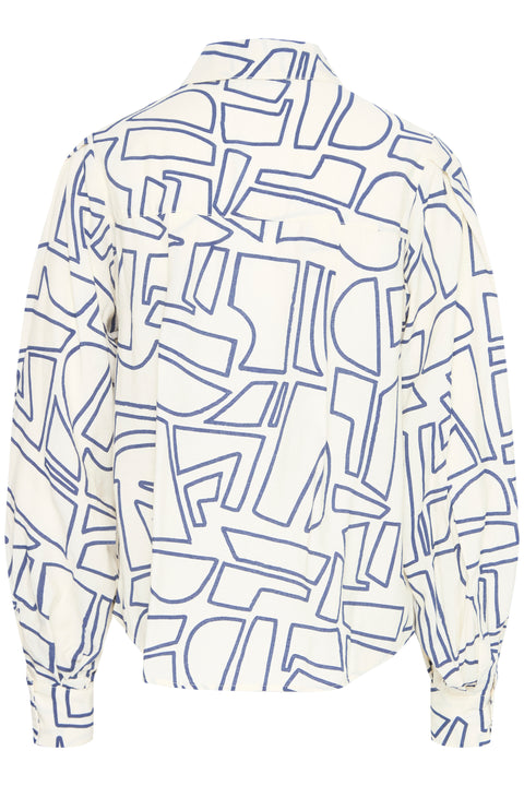 B Young Ilya Shirt In Birch Outline Geo