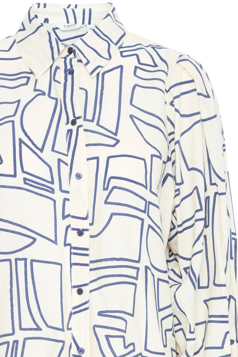 B Young Ilya Shirt In Birch Outline Geo