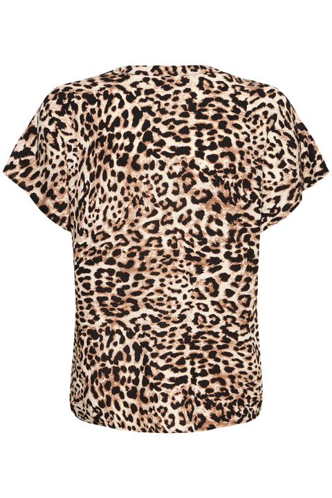 B Young Joella Vneck Top 3 In Birch Leopard