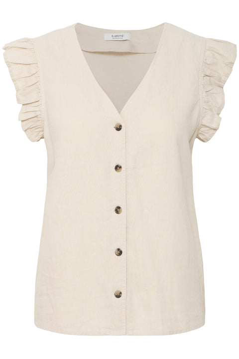 B Young Falakka Ruffle Shirt In Rainy Day