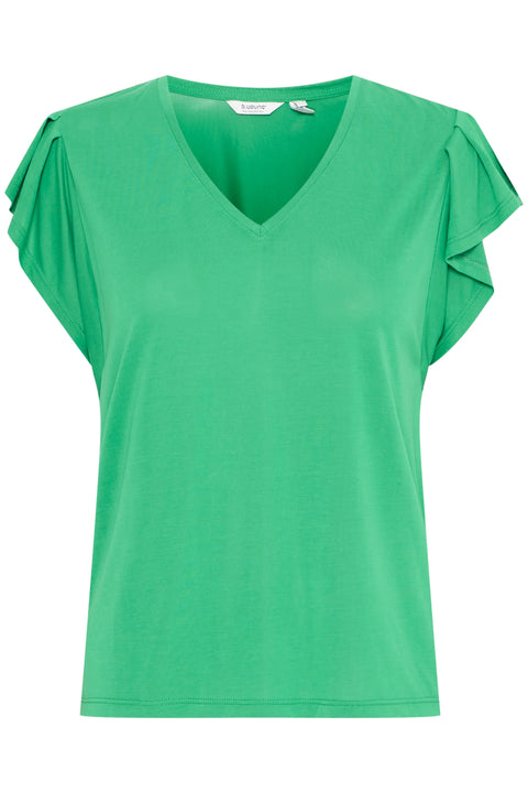 B Young Perl Ruffle Sleeve Tee In Jelly Bean