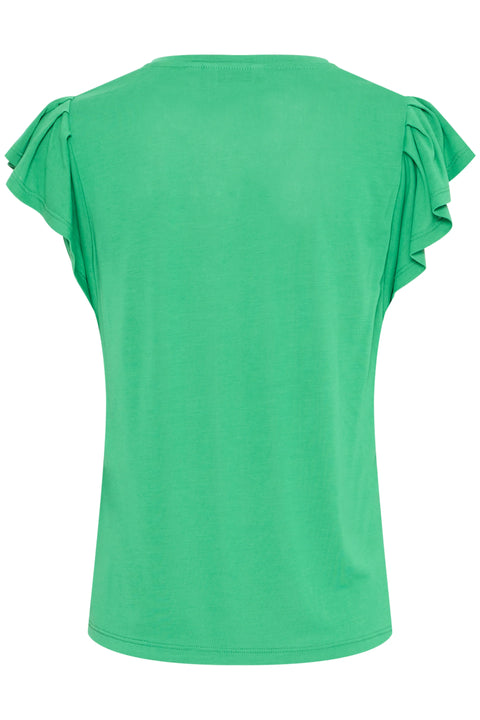 B Young Perl Ruffle Sleeve Tee In Jelly Bean