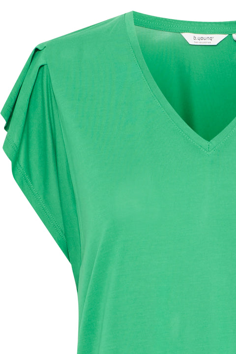 B Young Perl Ruffle Sleeve Tee In Jelly Bean