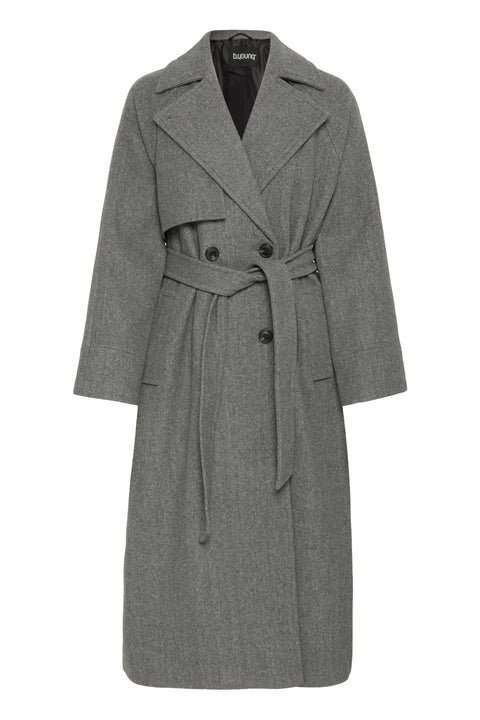 B Young Cilia Trenchcoat 2  In Mid Grey Melange