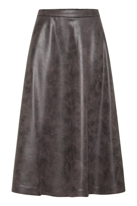 B Young Dimion Skirt  In Brown Vegan Leather Mix