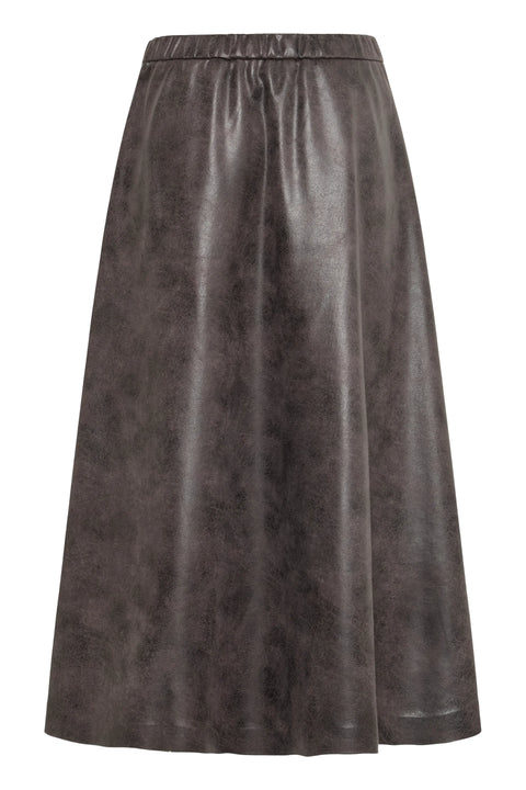 B Young Dimion Skirt  In Brown Vegan Leather Mix