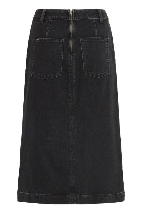 B Young Lara Button Skirt  In Black Denim