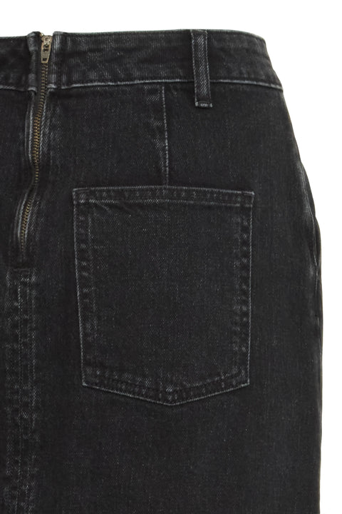 B Young Lara Button Skirt  In Black Denim