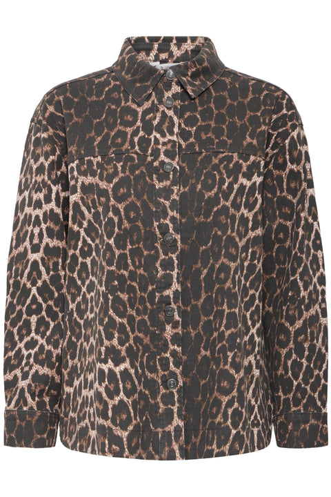 B Young Kenna Shirt  In Denim Leopard Mix