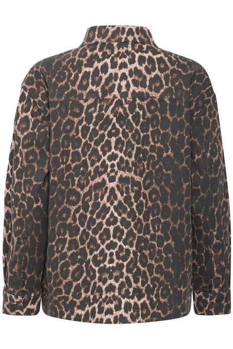 B Young Kenna Shirt  In Denim Leopard Mix