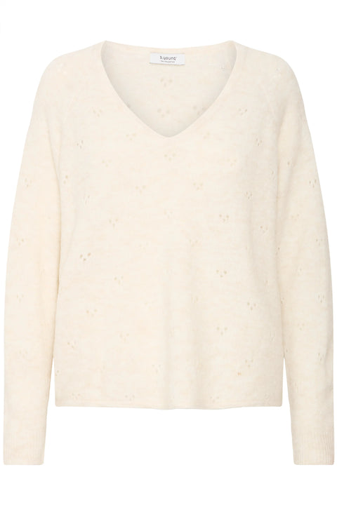 B Young Monna Vneck Jumper  In Birch Melange