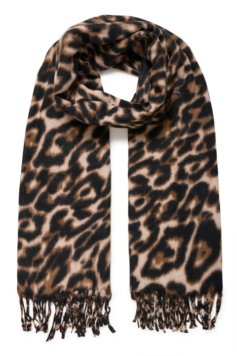 B Young Weopard Scarf  In Black Mix