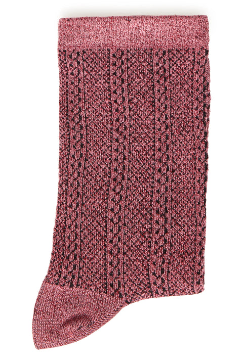 B Young Wli Socks  In Roan Rouge Cable Sock