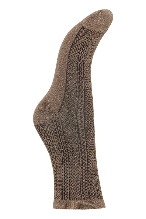 B Young Wli Socks  In Walnut Cable Sock