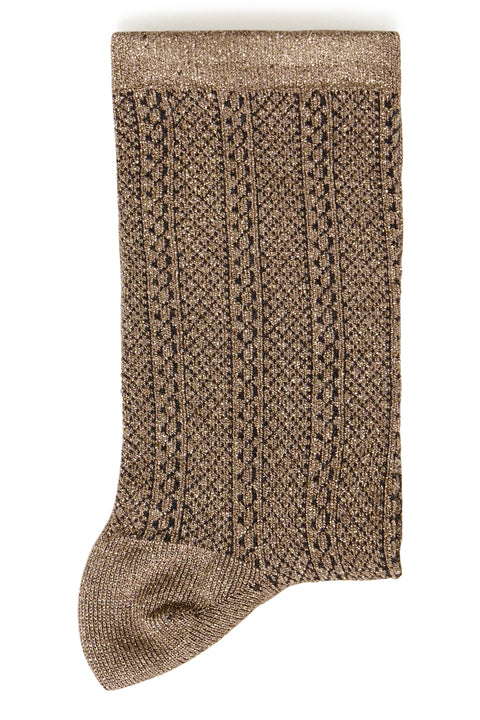 B Young Wli Socks  In Walnut Cable Sock