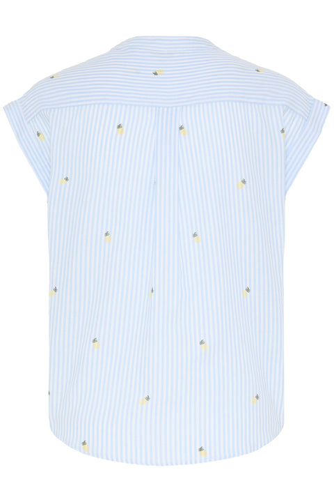 B Young Isilas Shirt In Blue Stripe Pineapple