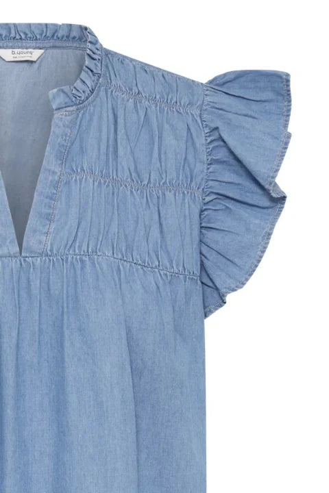 B Young Kashe Blouse In Light Blue Denim