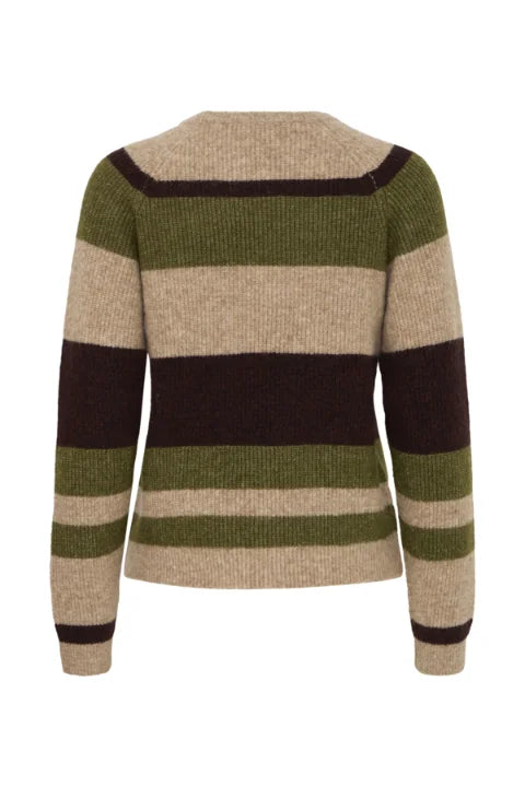 B Young Otaja Jumper In Avocado Melange Stripe