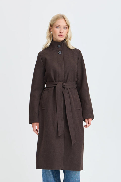 B Young Calia Mel Long Coat In Java Melange