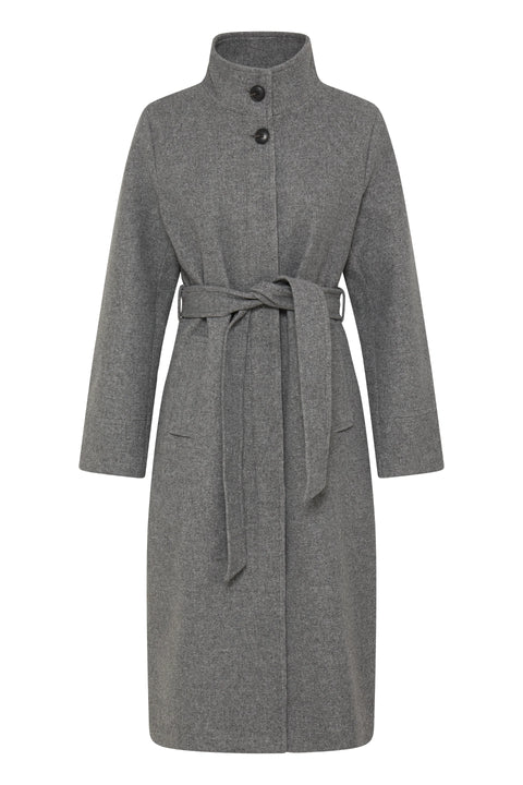 B Young Calia Mel Long Coat In Mid Grey Melange